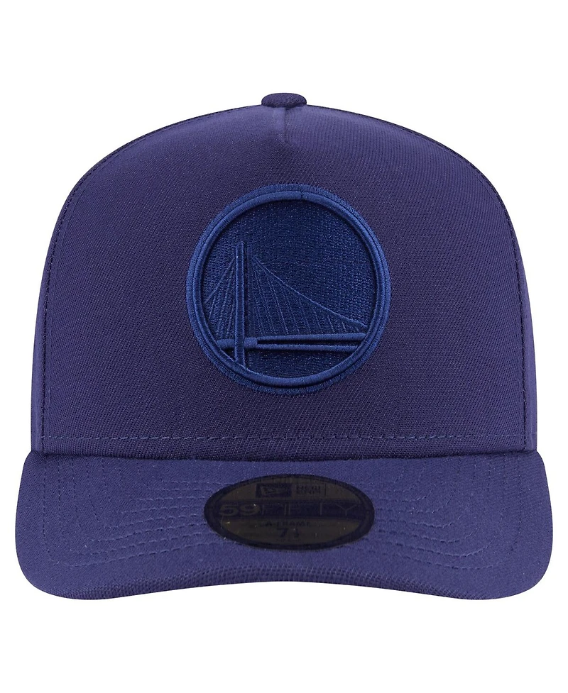 New Era Men's Navy Golden State Warriors Colorpack A-Frame Pinch Front 59FIFTY Fitted Hat