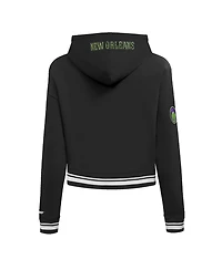 Pro Standard Women's Black New Orleans Pelicans 2024/25 City Edition Chenille Applique Cropped Pullover Hoodie