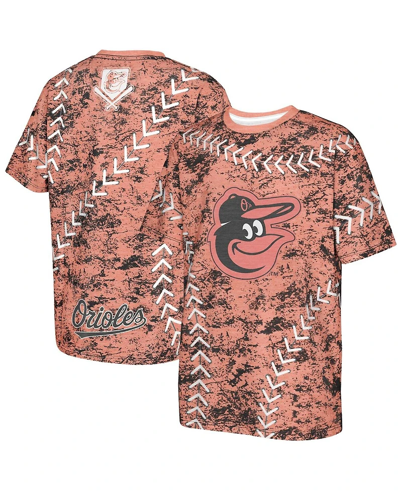 Outerstuff Big Boys and Girls Orange Baltimore Orioles Slide Score Bold T-Shirt