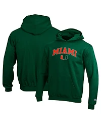 Champion Big Boys and Girls Green Miami Hurricanes Campus Pullover Hoodie