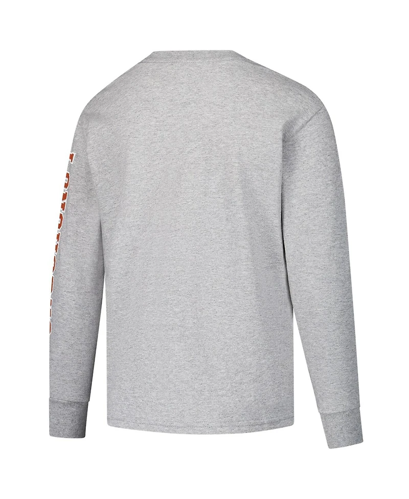 Champion Big Boys and Girls Gray Texas Longhorns Distressed Arch Over Logo Long Sleeve T-Shirt