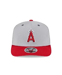 New Era Men's Gray/Red Los Angeles Angels 2025 Batting Practice 9SEVENTY Stretch-Snap Trucker Hat