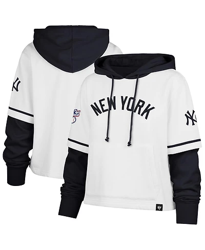'47 Brand Women's White New York Yankees Trifecta Shortstop Cropped Pullover Hoodie
