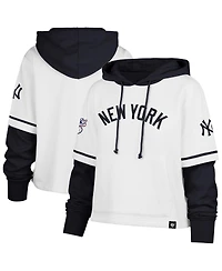 '47 Brand Women's White New York Yankees Trifecta Shortstop Cropped Pullover Hoodie