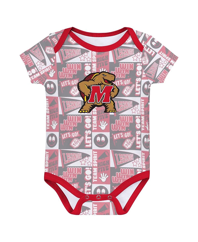 Outerstuff Newborn Red Maryland Terrapins Sunday Comics Bodysuit 3-pack
