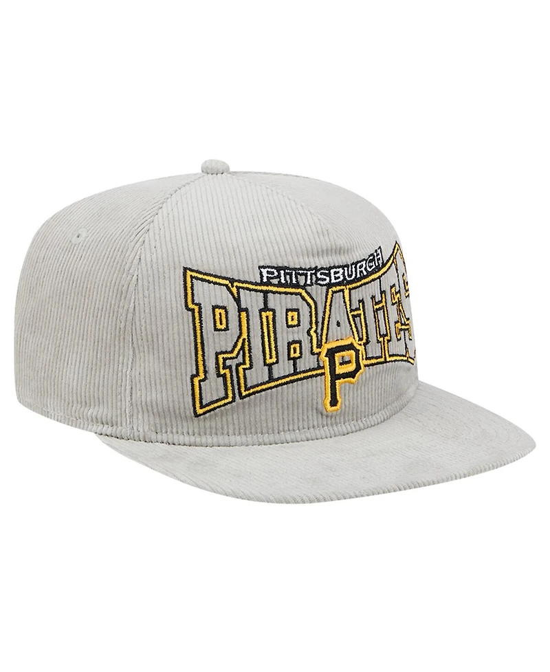 New Era Men's Gray Pittsburgh Pirates Corduroy Golfer Snapback Hat