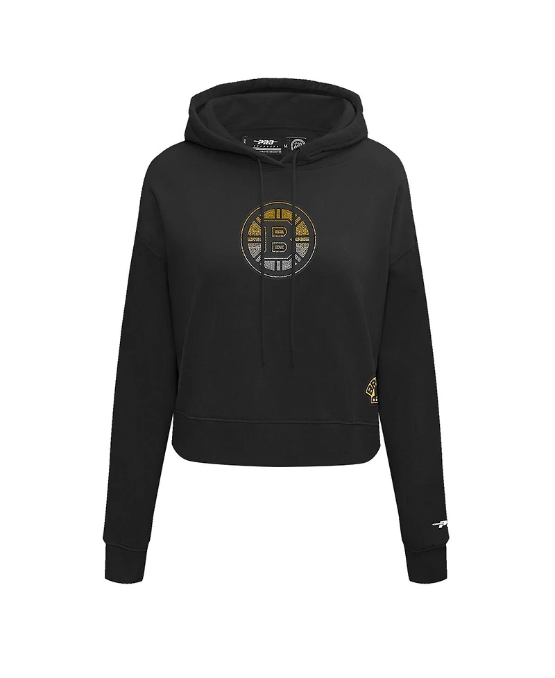 Pro Standard Women's Black Boston Bruins Jewels Cropped Pullover Hoodie