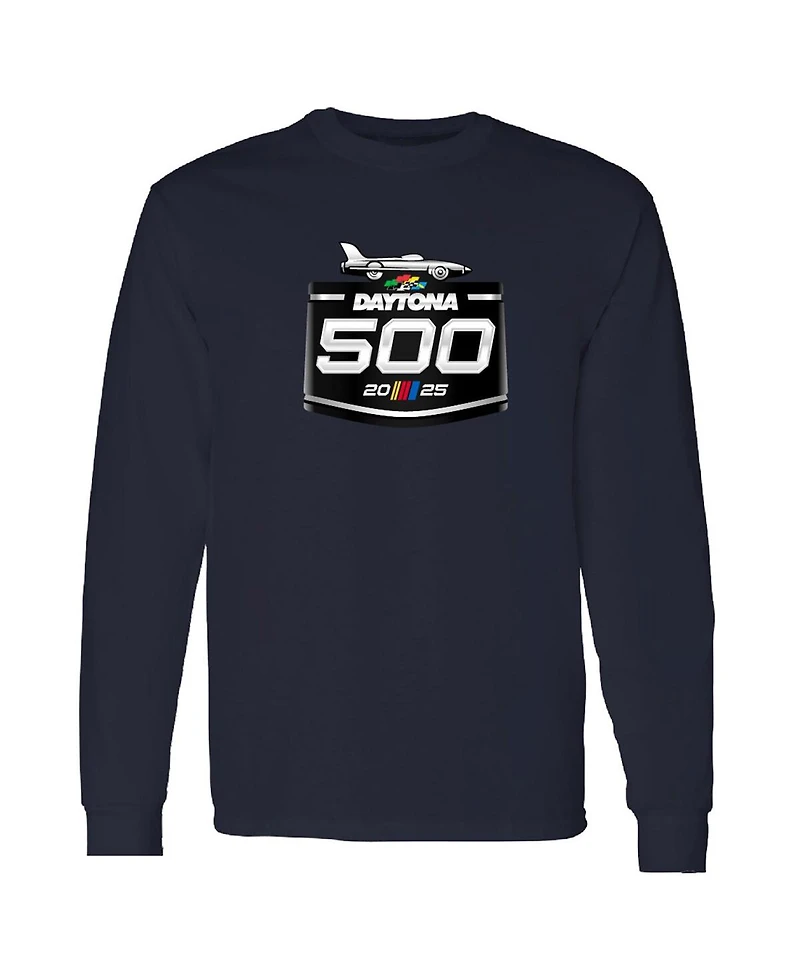 Checkered Flag Sports Men's Navy Daytona International Speedway 2025 500 Logo Long Sleeve T-Shirt