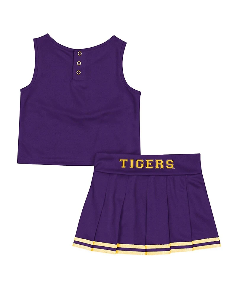 Colosseum Girls Toddler Purple Lsu Tigers Time For Recess Cheer Top and Skirt Set