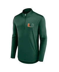 Fanatics Men's Green Miami Hurricanes Quarterback Mock Neck Quarter-Zip Top