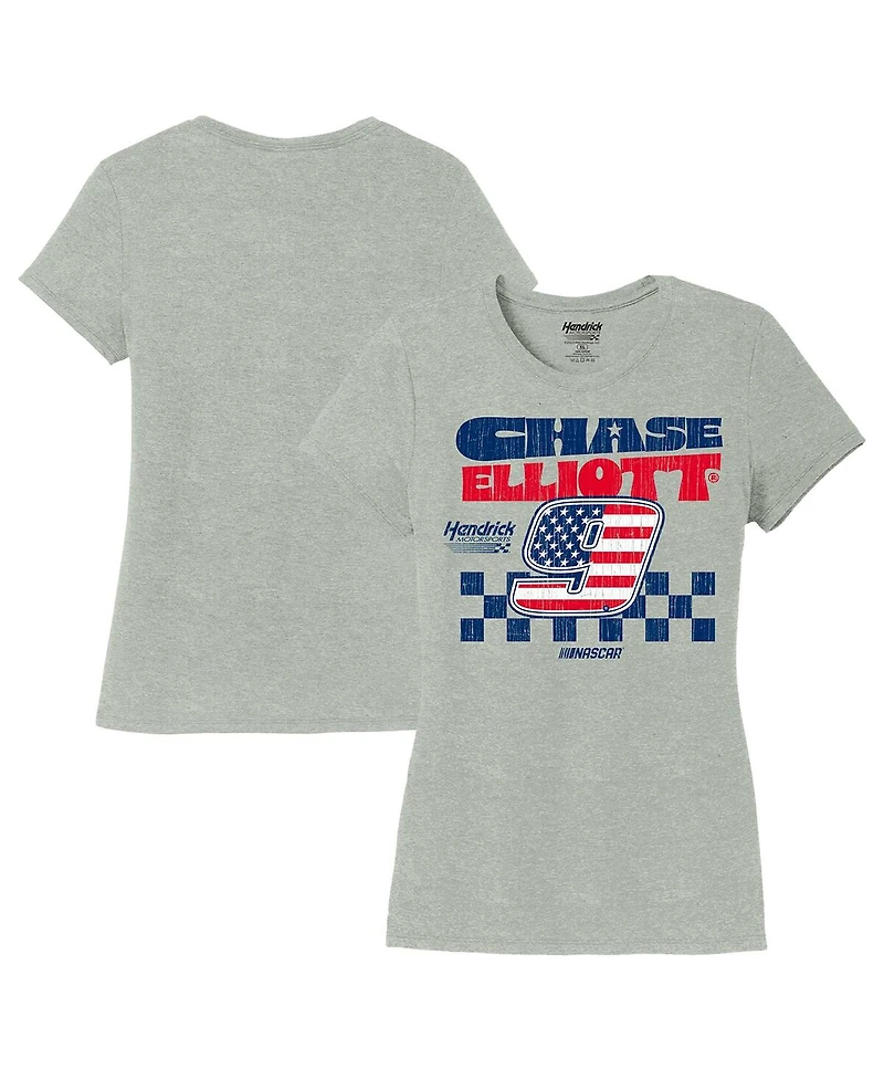 Hendrick Motorsports Team Collection Women's Heather Gray Chase Elliott Name Number Scoop Neck T-Shirt