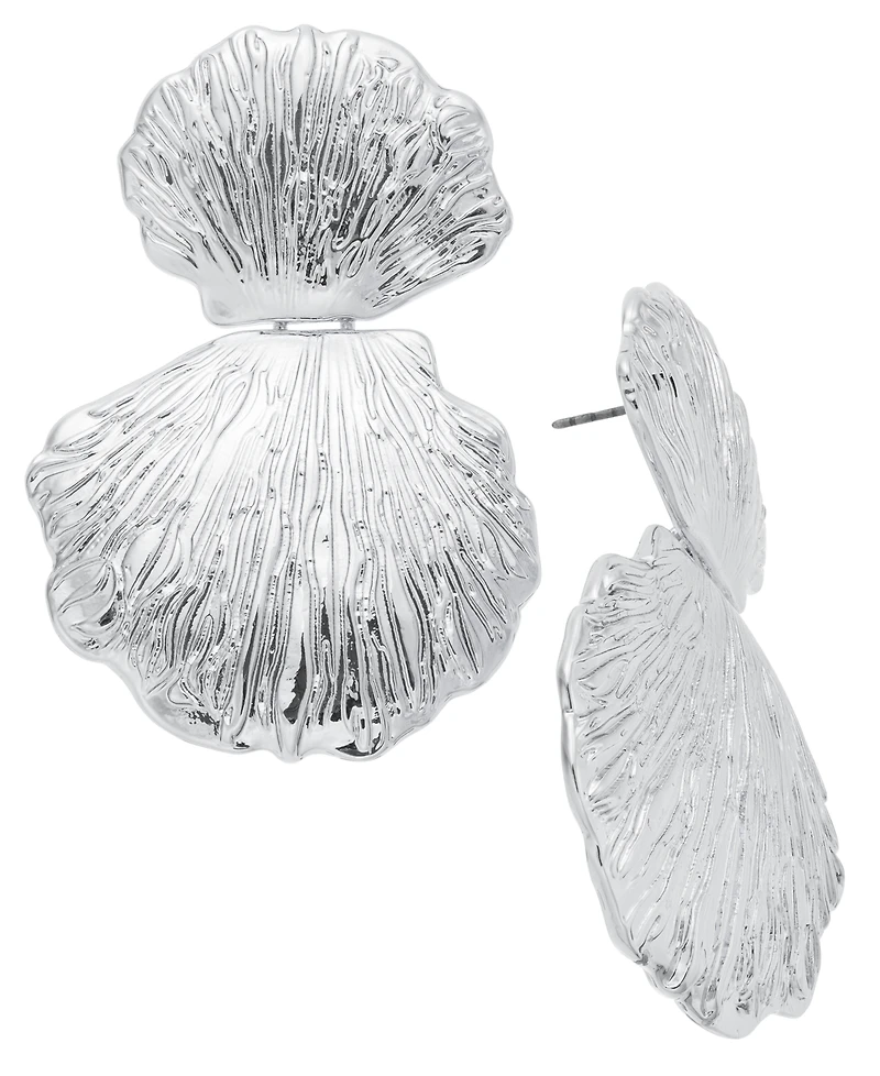 I.n.c. International Concepts Silver-Tone Double Shell Drop Earrings, Exclusively at Macy's