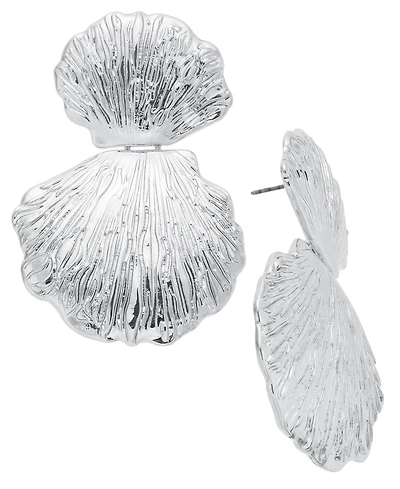I.n.c. International Concepts Silver-Tone Double Shell Drop Earrings, Exclusively at Macy's