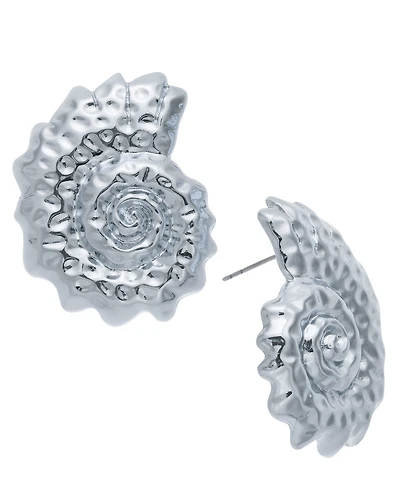 I.n.c. International Concepts Rhodium-Plated Textured Shell Statement Stud Earrings, Exclusively at Macy's