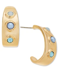 I.n.c. International Concepts Gold-Tone Stone & Imitation Pearl J-Hoop Earrings, Exclusively at Macy's