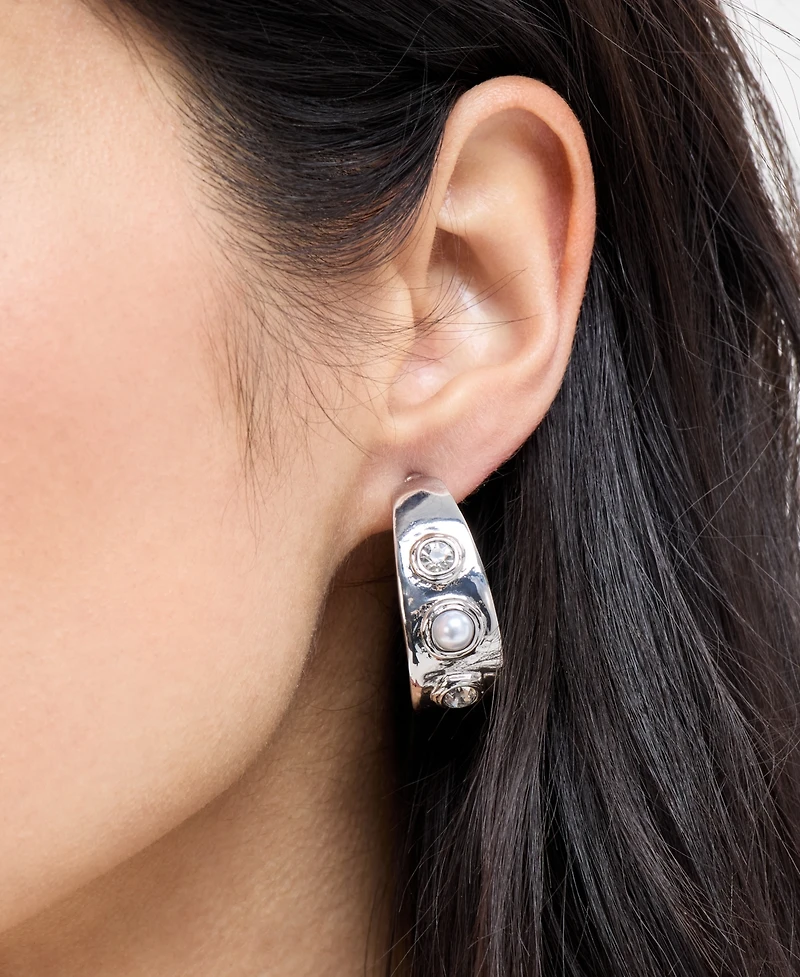 I.n.c. International Concepts Silver-Tone Crystal Hoop Earrings, Exclusively at Macy's