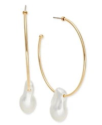 I.n.c. International Concepts Gold-Tone Baroque Imitation Pearl Charm C-Hoop Earrings, Exclusively at Macy's