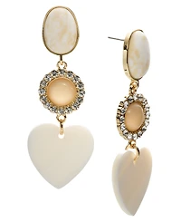 On 34th Gold-Tone Pave & Natural Stone Heart Triple Drop Earrings, Exclusively at Macy's
