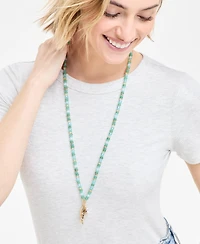 On 34th Gold-Tone Shaky Fish Mixed Bead Pendant Necklace, 32" + 3" extender, Exclusively at Macy's