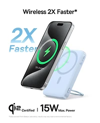 Baseus Qi2 Magnetic Power Bank 20W MagSafe Portable Charger 5000mAh Bracket Battery Pack with 360°Rotatable Ring Stand PicoGo