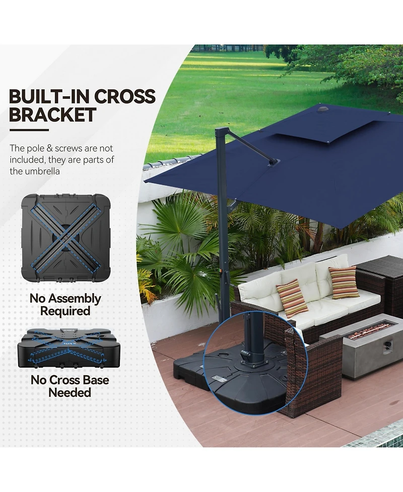 Mondawe Heavy-Duty Hdpe Patio Umbrella Base Stand for Cantilever Umbrellas with Wheels
