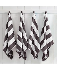 Linery & Co. 100% Cotton Velour Cabana Stripe Oversized Beach Towel