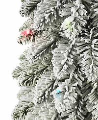 Puleo 6FT Pre-Lit Flocked Alpine Pencil Tree