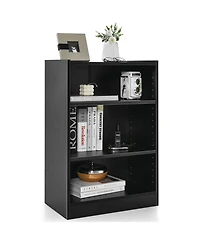 3-Tier Bookcase Open Display Rack Cabinet with Adjustable Shelves