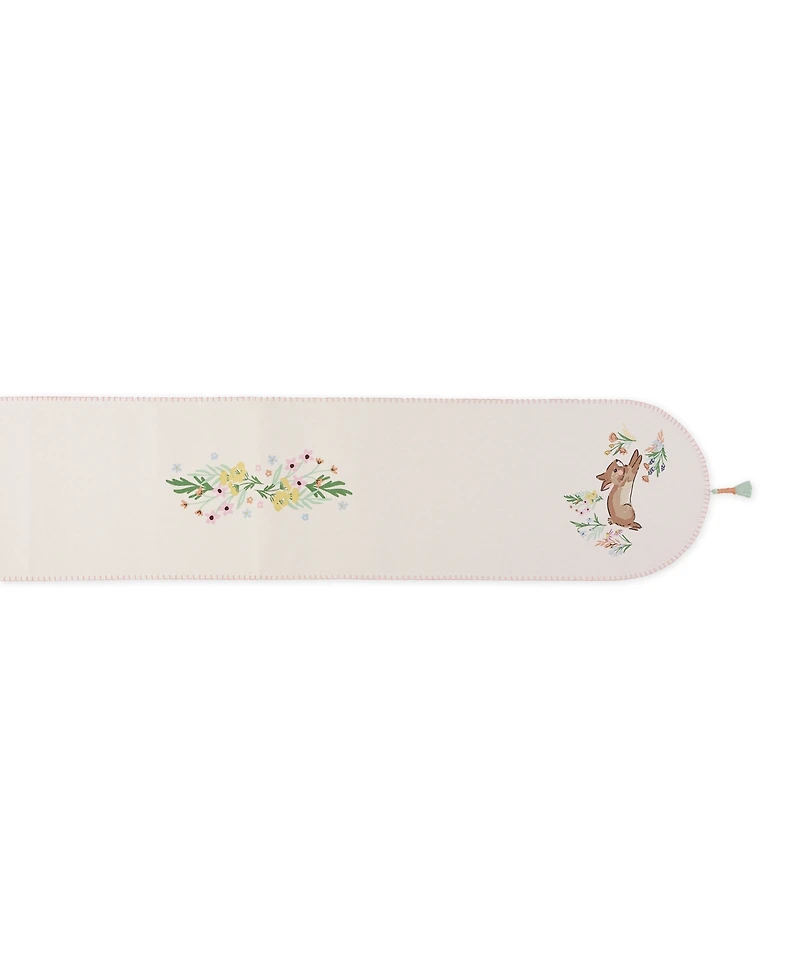 Design Imports Spring Bunny Embellished Cotton Reversible Table Runner, 14"x72"