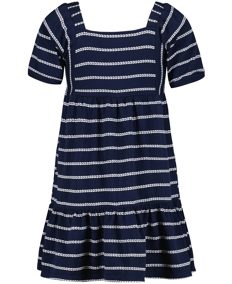 Tommy Hilfiger Big Girls Rope Stripe Tiered Short Sleeve Dress