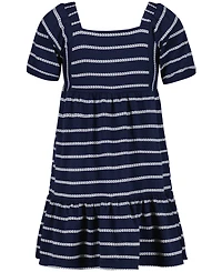 Tommy Hilfiger Big Girls Rope Stripe Tiered Short Sleeve Dress