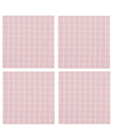 Design Imports Lilac Windowpane Plaid Cotton Napkins, Set of 4