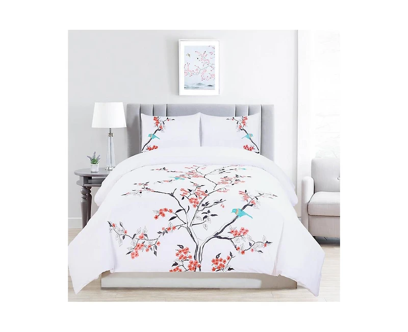 Superior Cherry Garden Cotton Duvet Cover Set