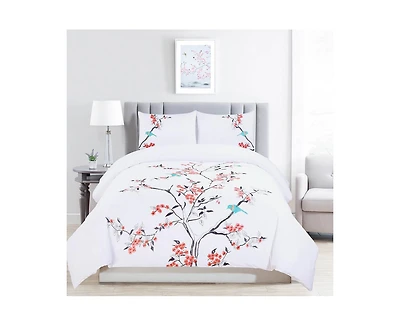 Superior Cherry Garden Cotton Duvet Cover Set