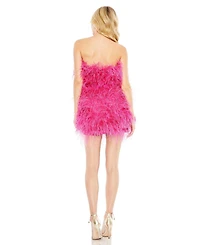Mac Duggal Women's Feather Strapless Mini Dress