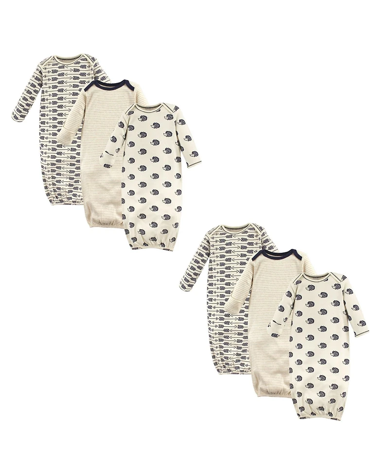 Touched by Nature Baby Boys Unisex Natural 3-Pack Interlock Gowns Set