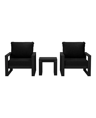 Outdoor Modern 3-Piece Hdpe Patio Sofa Set with Side Table