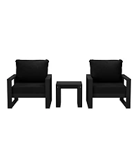Outdoor Modern 3-Piece Hdpe Patio Sofa Set with Side Table