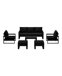 8-Piece Modern Hdpe Outdoor Patio Furniture Conversation Set with Coffee Table and Ottomans