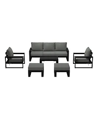 8-Piece Modern Hdpe Outdoor Patio Furniture Conversation Set with Coffee Table and Ottomans