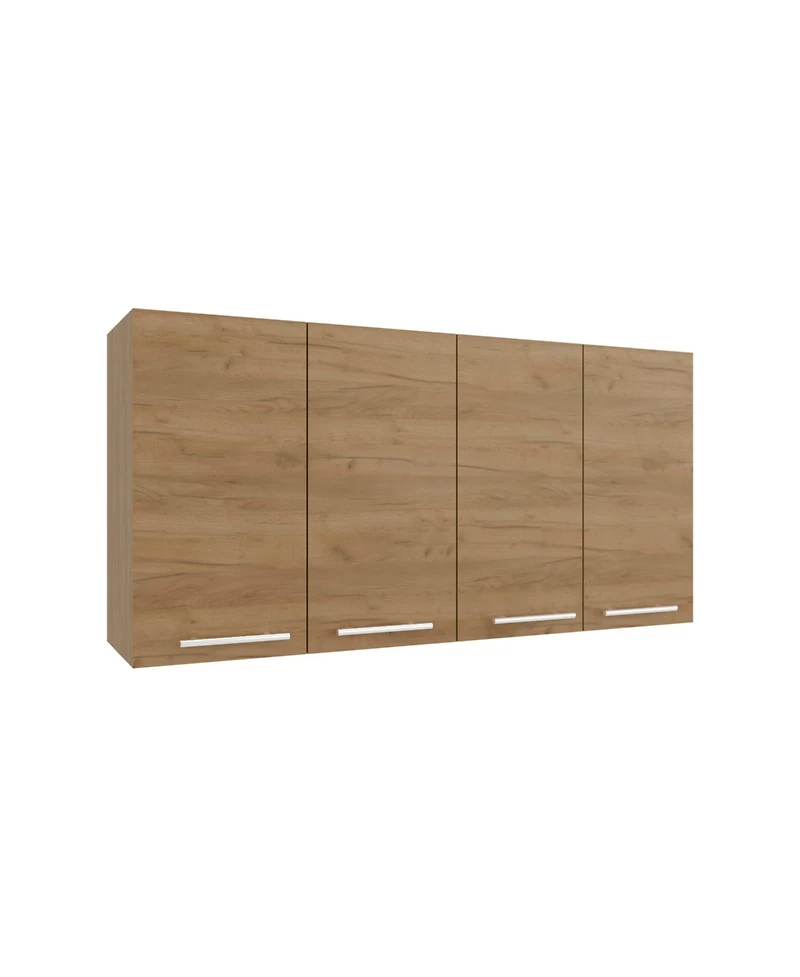 Oceana 120 Wall Cabinet, Four Doors, Two Cabinets, Two Shelves, Natural Oak