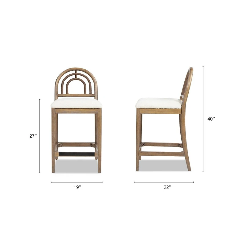 Set of 2 27" Arched Back Counter Stools, Upholstered Boucle Bar Chairs with Solid Wood Frame-The Pop Home