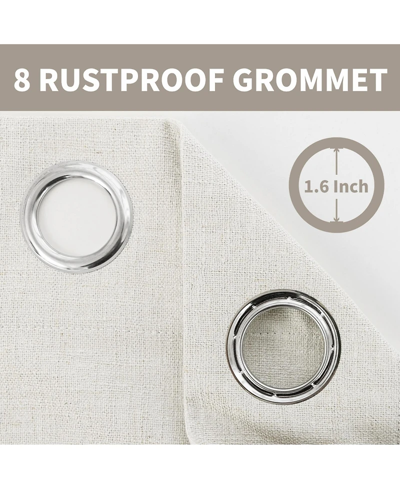 100% Blackout Linen Blend Texture Grommet Curtain Pair(2 Panels