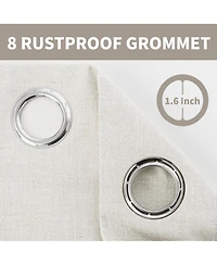 100% Blackout Linen Blend Texture Grommet Curtain Pair(2 Panels