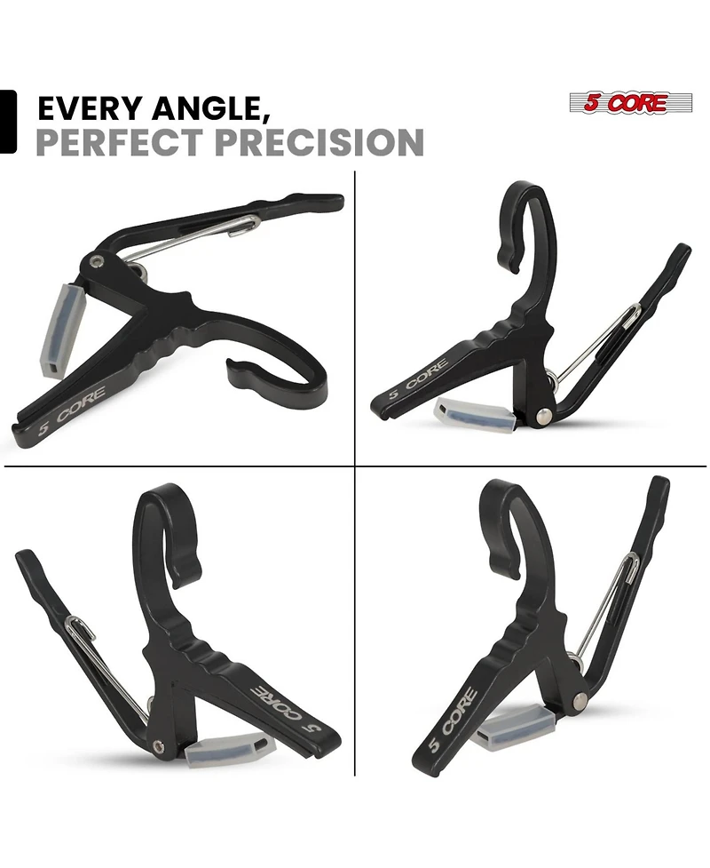 5Core Capo Acoustic Electric Guitar String Clip + 6Pcs Picks Celluloid Carry Bag - Al Blu