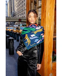 Jessie Zhao New York Double Sided Wool Silk Scarf Of Jungle Night