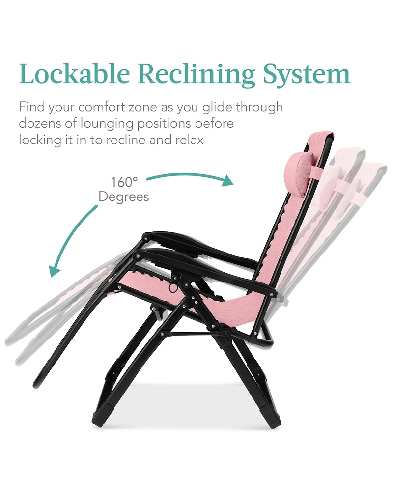 Best Choice Products Oversized Zero Gravity Chair, Folding Recliner w/ Removable Cushion