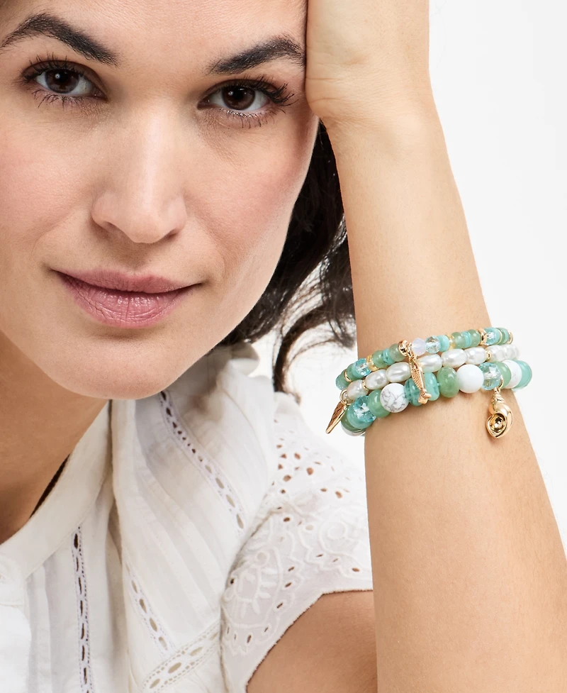 On 34th Blue Beaded Nautical Charm Bracelet Stretch Set, Exclusively at Macy's