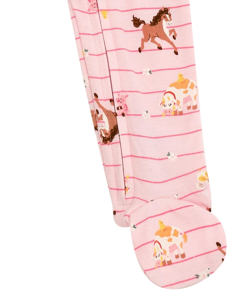 John Deere Baby Girls Animals Ribbed Zip Up Sleep N' Play Coverall