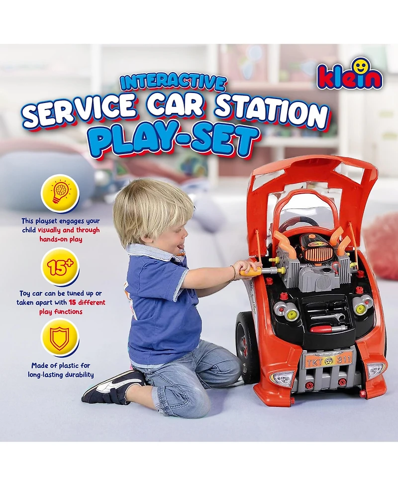 Theo Klein Interactive Toy Car and Engine Service Maintenance Station Play Set